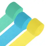 3Roll 1.8"x72FT Crepe Paper Streamers Decorations Light Blue/Mint Green/Yellow