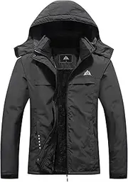 [MOERDENG] Women's Ski Jacket Warm Winter Coat Hooded Snowboarding Jackets Waterproof Mountain Windbreaker for Hiking Traval, Dark Gray, X-Large