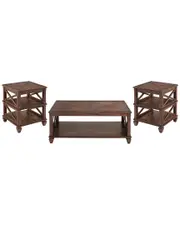 Alaterre Stockbridge 3Pc Wood Living Room Set With 45In Coffee Table & Two 2 -Shelf End Tables