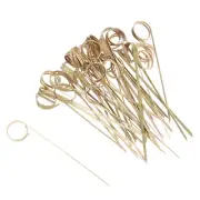 Bamboo Cocktail Toothpicks Looped Ring Drink Picks Skewer 100Pcs, Cyan