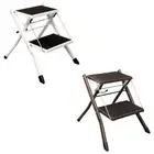 Anti-slip Metal Step Stool Double Pedal Ladder Rustproof W/ Non-slip Pads Shoe