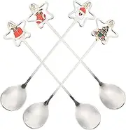 PHENOFICE 4pcs Christmas Cutlery Set Desserts Spoons Multi-use Coffee Spoons Creative Spoons Holiday Kitchen Utensils Stirring Spoons Small Serving Spoons Creative Coffee Spoon Tea Spoons
