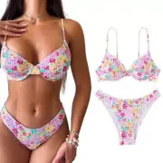 Women Print Swimsuit 2Pieces Swimming Suit Beachwears Swimsuit Set