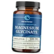 Magnesium Glycinate 500mg | Chelated for Muscle Relaxation, Bones, Heart,