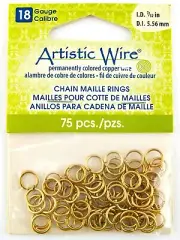 Artistic Wire Chain Maille Rings 18 Gauge Non-Tarnish Brass 7/32" 5.56mm 75pc