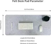 Extra Large Grey Felt Wool Desk Mat Pad for Keyboard and Mouse
