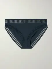 [Eres] Eres - Jacky Lace-trimmed Stretch-jersey Briefs - Navy - FR 36 FR 36 Blue