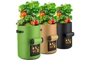 3 Pack 10 Gallon Plant Grow Bags with Flap, Harvest Window and Handles for Tomato and Vegetables