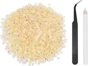 uxcell 4000pcs Flatback Rhinestones Resin, SS16 4mm Resin Rhinestones Bulk Round Shine Gems with Pickup Tools for DIY Nail Art Tumblers Mugs Clothes, Light Champagne