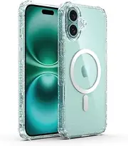 X-ONE Dropguard Pro Magnetic Case for iPhone [20FT Military Grade Drop Protection] with Edge Guard, MagSafe Compatible, Ultra Yellow Resistant Slim Clear Case (Glitter Clear, iPhone 16)