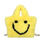 Women smiley handbag buckle shoulder bag cute soft ladies faux fur bag female party little girlChristmas gift