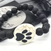 Lava Rock Beaded Stretch Diffuser Bracelet W/Paw Print Handmade in the USA - OQ