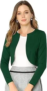 Allegra K Women's Curved Hem Crop Top Open Front Bolero Shrug