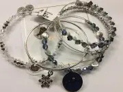Alex and Ani Words are Powerful, Believe Set of 5 Bangle Bracelet Shiny...