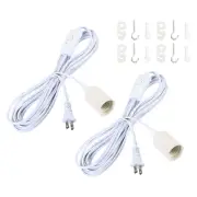 2pcs 15Ft Hanging Light Cord Pendant Lamp Plug-in Cord with Switch White