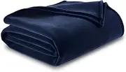 Vellux 1B07054 Original Insulating Core Hotel Style Solid Blanket Machine Washable Soft Cozy Warm Thermal Durable Pet Friendly All Seasons Layering Bed Sofa Blankets Navy Blue, Twin, Blue