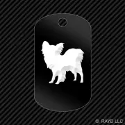 Papillon Keychain GI dog tag engraved many colors dog canine pet