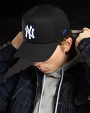 [New Era] New Era Men's New York Yankees 9Forty A-Frame Snapback Cap in Black/Royal One Size Black/Royal