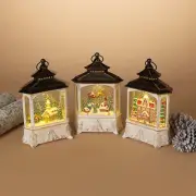 Musical Snow globe with Yellow Church swirling lighted water lantern
