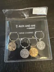 ALEX & ANI Tree Of Life Wine Glass Charms Set of 4, Vintage