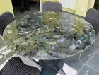 Labradorite End Table Top , Epoxy Coffee Table Top , Labradorite Sofa Side Table