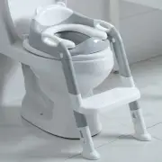 Toddler Potty Training Seat w Step Stool Ladder, Boys & Girls Chair (Gray/White)