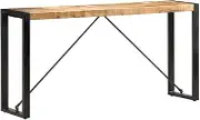 vidaXL Industrial Style Console Table in Solid Mango Wood - Distinctive Wood Grain, Sturdy Steel Legs, Polished and Lacquered – Brown Light