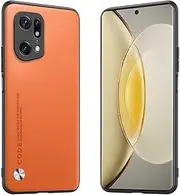 [Longstong] Mobile Phone Case Suitable for Oppo Find X5 Pro (6.7 inches), Code Series Metal Leather Case Protective Cover - Orange