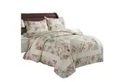 Patchwork Floral Quilted Bedspread Coverlet Set Bedding