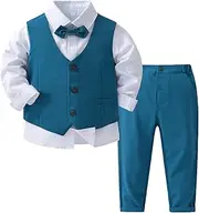 [Rswnyirn] 4 Piece Toddler Boys Gentleman Suits Long Sleeve Tuxedo Formal Sets for Wedding Birthday Party