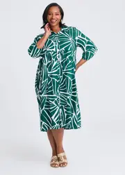 [TS] Taking Shape Linen Blend Trinity Shirt Size 24 in Print - Plus Size Women's Clothing Print