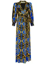 Alice + Olivia Alisa Printed Satin Maxi Wrap Dress - Multicoloured - 4 (UK 8 / S) 4 (UK 8 / S)