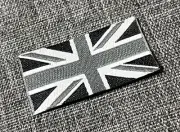 UK Union Jack Flag Nylon Patch - Grey Scale 32mm x 17mm