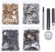 120 Set Leather Snap Fasteners Kit, 10/12.5/15mm Metal Button Snaps Press Studs with 4 Setter Tools, 4 Color Leather Snaps for Clothes, Jackets, Jeans Wears, Bracelets, Bags (15mm(831#))