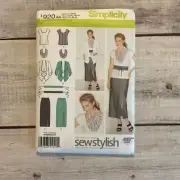 Simplicity 1920 Sewing Pattern Top Skirt Jacket Scarf Belt Miss Size 10-18 UNCUT
