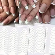 French Tip Stickers - 1368 Stickers French Manicure Nail Strip | with Three Arc Moon Shapes Manicure Strips, Nail Design Tools for Nail Learner Salons