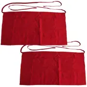 2 Pack - Half Size Apron Bib Bistro Bar Cafe Pub Waiter Waitress RED