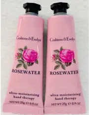 New Set of 2 Crabtree & Evelyn ROSEWATER Hand Cream .9 oz / 25 gr Sealed