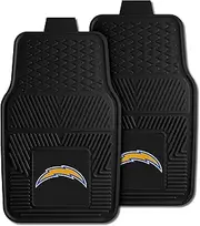 FANMATS 8933 Los Angeles Chargers 2-Piece Heavy Duty Vinyl Car Mat Set, Front Row Floor Mats, All Weather Protection, Universal Fit, Deep Resevoir Design