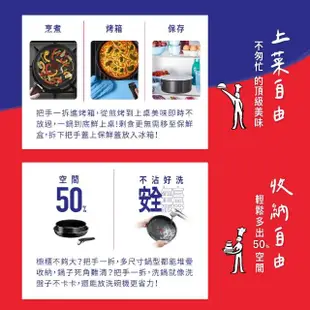 【Tefal 特福】法國製巧變精靈系列24CM不沾平底鍋-沉靜黑