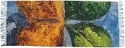 [AIXIWAWA] Women's Pashminas Scarf Flame and Leaf Print, Shawls Wrap Lightwight with Tassel for Evening Dress Dinner Party, Multicolor