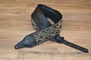 Carlino Custom Tiger eye Oval Concho Guitar Strap with snake embossed leather