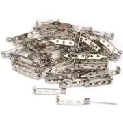 75 Nickel Plated Pin Backs 27 x 5mm Badge Craft Making Parts