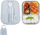Glass Bento Box Lunch Box with Lunch Bag 3 Compartment Glass Meal Prep Container