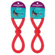 2PK Paws & Claws 27x8cm Vinyl Double Loop Chew/Bite Pet Dog Tugger Play Toy Red