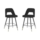 HomeStar Set of 2 Delphi Velvet Fabric Kitchen Bar Stool - Black