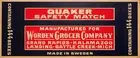Vintage matchbox label made in Sweden for Worden Grocer Quaker matches US USA