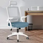 ALFORDSON Office Chair Mesh Computer Chair Swivel Executive Desk Chair with Adjustable Headrest and Armrest Arco Series(Blue Grey)