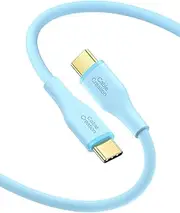 USB C Cable [6.6ft 60W], Soft Silicone USB C to USB C Cable 2.0, USB Type C Charger Cable Fast Charging Cord for Galaxy S22/S21/S20, iPad mini 6/Air 4/Pro, MacBook Pro/Air, Pixel, Blue