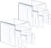 ANDGOO Display Risers, Clear Acrylic Showcase Collectibles Display Stands for Jewelry Funko Pop Figures, Cake Stands for Candy Dessert Table Decorations-3"x4"x5" (6pcs)